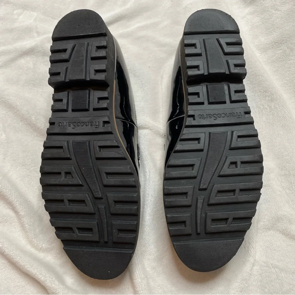 Franco Sarto Black Shiny Patent Leather Cypress Lug Sole Loafers - Picture 12 of 15